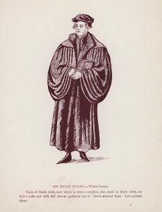 Shakespeares The Merry Wives of Windsor: Sir Hugh Evans, en walisisk prest (litho) av English School
