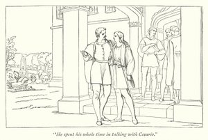 Shakespeares tolvte natt; Orsino sender Viola til Olivia (gravering) av English School