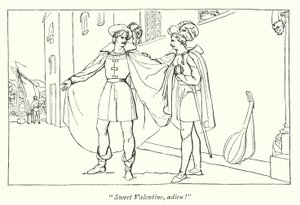 Shakespeares Two Gentlemen Of Verona; Avskjeden mellom Valentine og Proteus (gravering) av English School