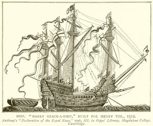 Skip, Harry Grace-a-Dieu, bygget for Henry VIII, 1512 av English School