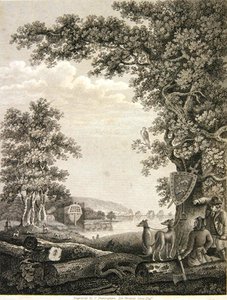 Skipsbyggere i New Forest, gravert av C.Sheringham for Percival Lewis (gravering) av English School
