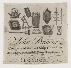 Skipshandlere, John Browne, handelskort av English School