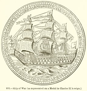 Krigsskip (som representert på en medalje i Charles IIs regjeringstid) av English School
