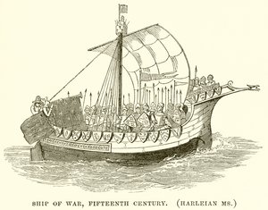 Krigsskip, femtende århundre. (Harleian Ms.) av English School