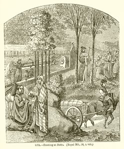 Skyting mot rumper. (Royal MS, 19, o. Viii) av English School