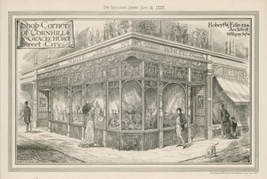 Butikkhjørnet av Cornhill og Gracechurch Street, City, London av English School