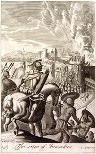 Beleiring av Jerusalem av Nebukadnesar II av Babylon, 597 f.Kr. (gravering) av English School