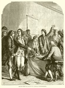 Signerer erklæringen om amerikansk uavhengighet av English School