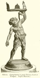 Silenus. (Lampebærer i grønn bronse, funnet i Pompeii. Napoli-museet) (gravering) av English School
