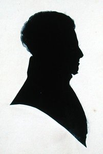 Silhouette of GB, fra Michael Faradays utklippsbok (blekk på papir) av English School