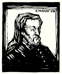 Silhuettportrett, Geoffrey Chaucer (litografi) av English School