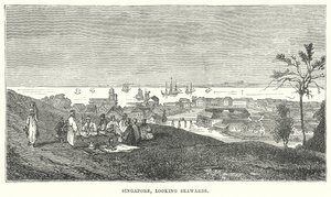 Singapur, Blick auf das Meer (Gravur) von English School