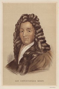 Sir Christopher Wren (farge litho) av English School