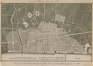 Sir Christopher Wrens planlegger å gjenoppbygge City of London etter den fryktelige brannen i 1666 av English School