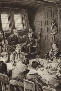 Sir Francis Drake, spiste på The Golden Hind til lyden av fioliner av English School
