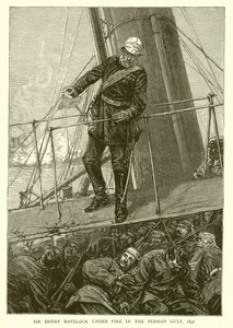 Sir Henry Havelock under ild i Persiabukta, 1857 av English School