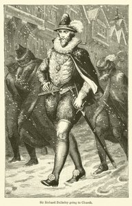 Sir Richard Bulkeley går til kirken (gravering) av English School