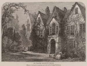 Sir Walter Raleighs hus (gravering) av English School