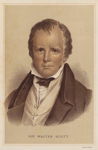 Sir Walter Scott (farge litho) av English School