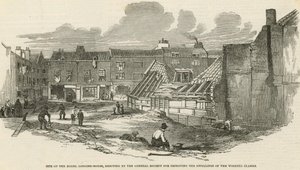 Stedet for modellhyttehuset, reist av General Society for Improving the homes of the working classes av English School