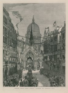 Skisse fra Fleet Street ser opp Ludgate Hill av English School