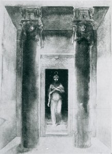 Skisse av Moina Mathers (1865-1928) i rollen som yppersteprestinnen Anari, som arbeider med Rites of Isis, Paris, 1899 av English School