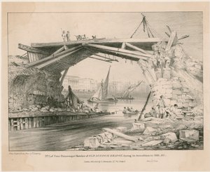 Skisse av Old London Bridge under rivingen i 1831, 1832 av English School