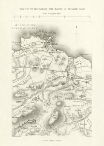 Skisse for å illustrere slaget ved Dunbar, 1650