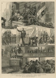Skisser i en Temperance Music Hall, The Great Central Hall, Bishopsgate av English School