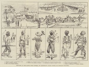 Skisser på Rawul Pindi Durbar (gravering) av English School