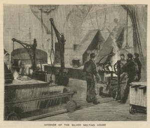 Skisser ved Royal Mint, Tower Hill; interiøret i sølvsmeltehuset av English School