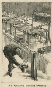 Skisser ved Royal Mint, Tower Hill; de automatiske veiemaskinene av English School