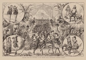 Skisser fra pantomimen på Theatre Royal, Manchester, Robinson Crusoe (gravering) av English School