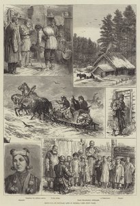 Skisser av populært liv i Russland (gravering) av English School