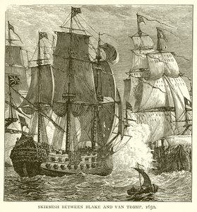 Tredning mellom Blake og Van Tromp, 1650 av English School