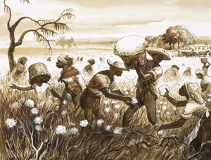 Slaver plukker bomull av English School