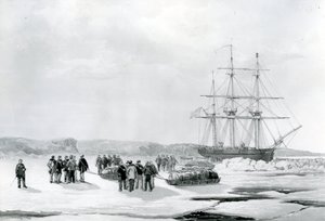 Sledge Party forlater HMS Investigator i Mercy Bay, under kommando av løytnant Gurney Creswell (litografi) av English School