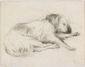 Sleeping Dog, ca. 1840 (grafitt på papir) av English School