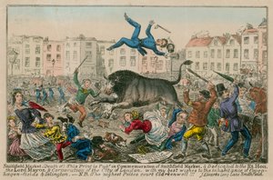Smithfield Market (farget gravering) av English School