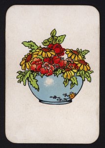 Snap-spillkort: Skål med blomster (farge litho) av English School