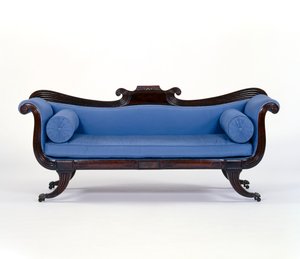 Sofa, ca. 1830 (mahogni og silke) av English School