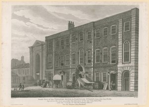 South View av det tidligere Theatre Royal i Portugal Street, Lincolns Inn Fields av English School