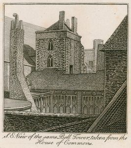Sørøst-utsikt over klokketårnet, St Stephens Chapel, tatt fra Underhuset av English School