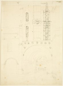Sørvisning av Abbey Gatehouse of Bristol Cathedral (blyant og akvarell på papir) av English School