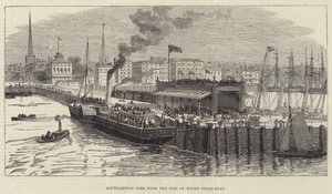 Southampton Pier, med Isle of Wight Steam-Boat (gravering) av English School