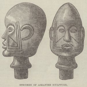 Prøve av Ashantee-skulptur (gravering) av English School