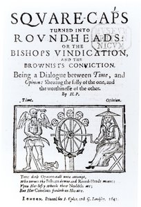 Square-Caps omgjort til Round Heads, 1642 av English School