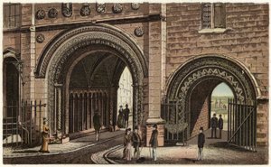 St Augustine's Gateway, Norman Archway (farge litho) av English School
