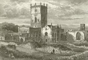 St Davids Cathedral og høyskolen, fra nordøst av English School