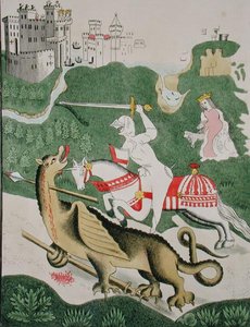St. George med dragen, fra Treenighetens kapell i Stratford Upon Avon, Warwickshire av English School